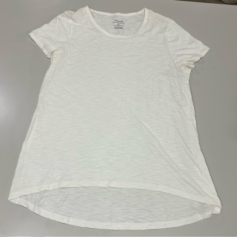 Chico's Ivory Short Sleeve Crewneck Tee